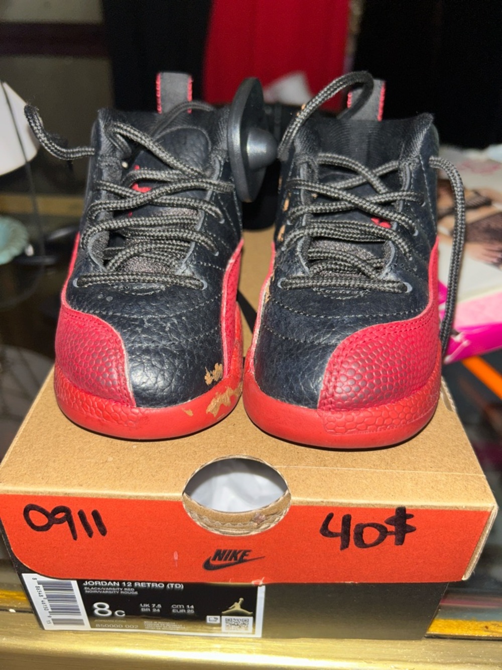 Jordan Kids Black & Red Low-Top Sneakers